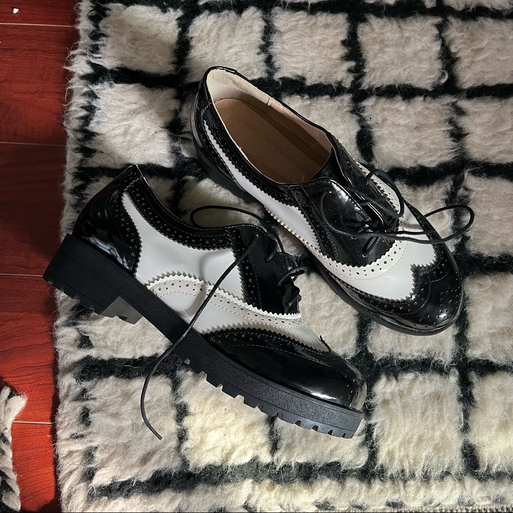 Italian Leather Lug Sole Saddle Shoes sz 10